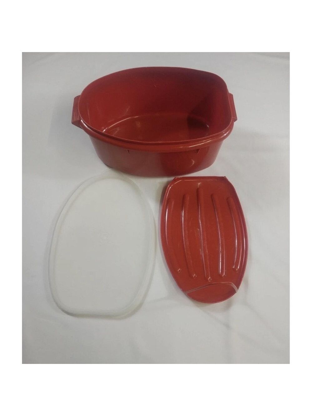 Tupperware Ham/Beef/Turkey Vintage Flavor Saver Orange Storage Bowl Air Tight